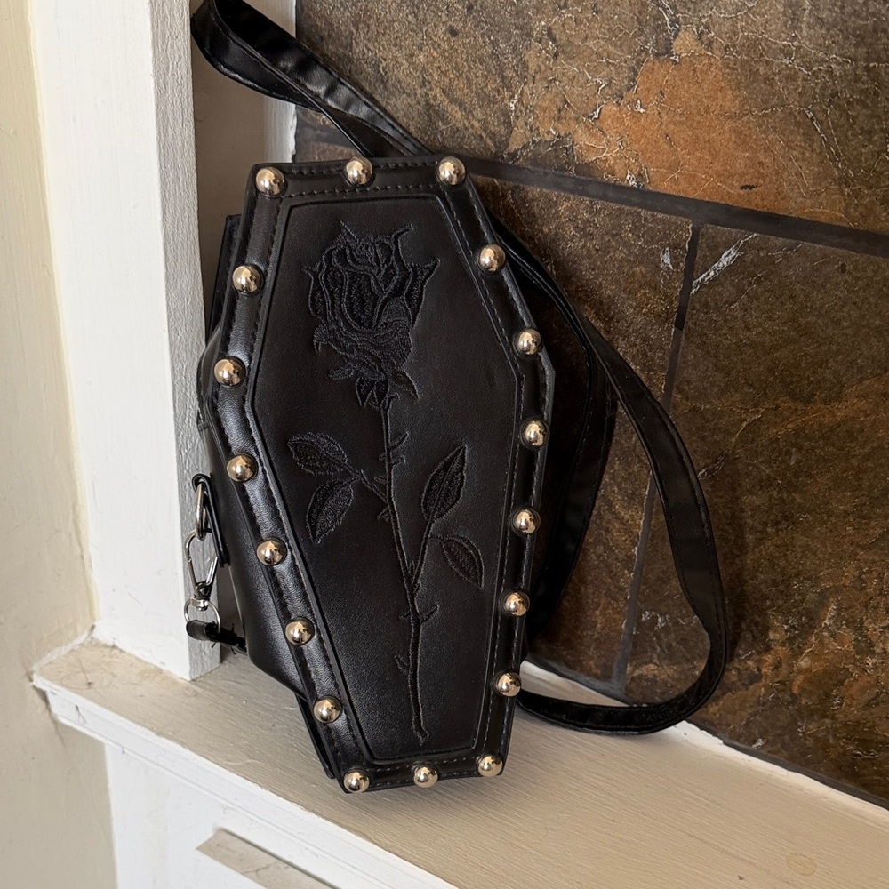 Black Studded Coffin-Shaped Bag